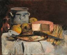 Nature morte au hareng et pot de grès (Théodule Ribot) - Muzeo.com