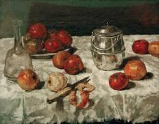 Nature morte aux pommes et à la boîte à biscuits (Carl Schuch) - Muzeo.com