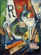 Nature morte avec livres et coupe de fruits (Alexandra Exter) - Muzeo.com