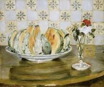 Nature morte d'un melon et d'un vase de fleurs (Auguste Renoir) - Muzeo.com