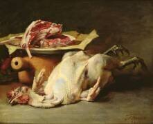 Nature morte d'un poulet et des escalopes (Guillaume Fouace) - Muzeo.com