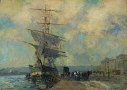 Navire norvégien dans le port de Rouen (Albert Lebourg) - Muzeo.com