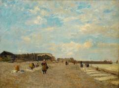 Normandes étendant du linge sur une plage (Eugène Boudin) - Muzeo.com