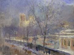 Notre-Dame de Paris Vue du Quai de la Tournelle, Effet de Neige (Albert Lebourg) - Muzeo.com