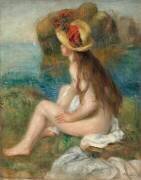 Nu avec un chapeau de paille au bord de la mer (Auguste Renoir) - Muzeo.com