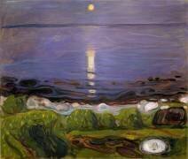 Nuit d'été sur la plage : paysage nocturne en Europe du Nord (Edvard Munch) - Muzeo.com