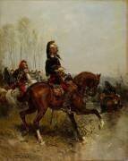 Officier de dragons traversant une rivière (Alphonse de Neuville) - Muzeo.com