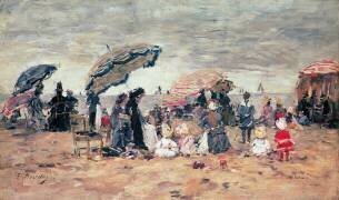 Parasols sur la plage (Eugène Boudin) - Muzeo.com