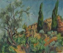 Paysage aux deux cyprès (Roger Grillon) - Muzeo.com