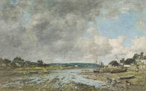Paysage aux lavandières (Eugène Boudin) - Muzeo.com