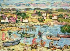 Paysage avec bateaux à rames (Maurice Brazil Prendergast) - Muzeo.com