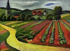 Paysage avec église et allée (August Macke) - Muzeo.com