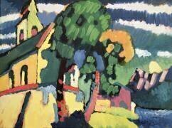 Paysage bavarois avec une église (Wassily Kandinsky) - Muzeo.com