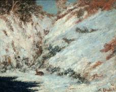 Paysage de neige dans le Jura, avec chevreuil (Gustave Courbet) - Muzeo.com