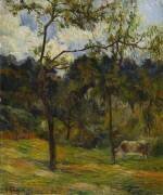 Paysage de Normandie : Vache dans un pré (Paul Gauguin) - Muzeo.com