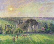 Paysage à Eragny, église et ferme d'Eragny (Camille Pissarro) - Muzeo.com