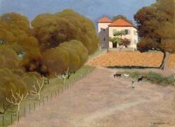 Paysage, la maison au toit rouge (Félix Vallotton) - Muzeo.com