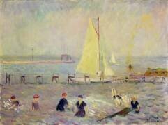 Paysage marin avec deux voiliers et six baigneurs (William James Glackens) - Muzeo.com