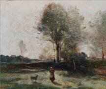 Paysage ou Matin sur le terrain (Jean-Baptiste Camille Corot) - Muzeo.com