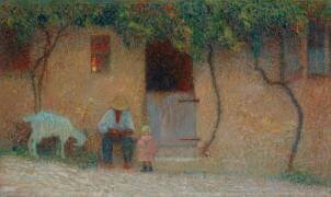 Paysan devant sa maison à Labastide-du-Vert (Henri Martin) - Muzeo.com