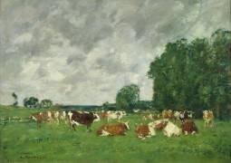 Pâturage à Fervaques ou, Vaches dans un pâturage (Eugène Boudin) - Muzeo.com