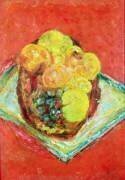 Pêches et raisins sur une nappe rouge (Pierre Bonnard) - Muzeo.com