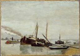 Péniches sur la Seine à Bercy (Armand Guillaumin) - Muzeo.com