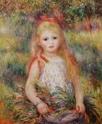 Petite fille portant des fleurs (Auguste Renoir) - Muzeo.com