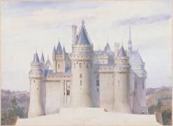 Pierrefonds, château, élévation extérieure sur la ligne C.D. du fossé (Eugène Viollet-Le-Duc) - Muzeo.com
