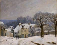 Place du Chenil à Marly, effet de neige (Alfred Sisley) - Muzeo.com