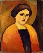 Portrait de madame Macke (Tête de femme orange et marron) (August Macke) - Muzeo.com