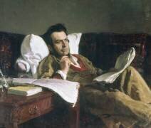 Portrait de Mikhail Glinka lors de sa composition de l'opéra 'Ruslan et Ludmilla' (Ilya Répine) - Muzeo.com