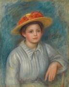 Portrait d'une femme au chapeau avec des fleurs (Auguste Renoir) - Muzeo.com