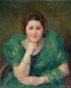 Portrait d'une femme russe avec un foulard vert (Jules Ernest Renoux) - Muzeo.com