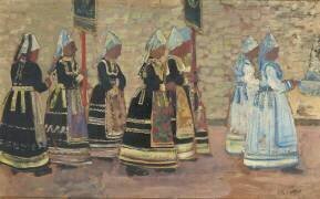 Procession de la Vierge de la mer - Triptyque (panneau gauche) (Charles Cottet) - Muzeo.com