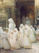 Procession des jeunes filles le jour de la confirmation (Henri Jules Jean Geoffroy) - Muzeo.com
