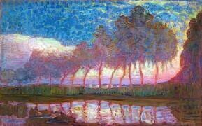 Rangée de onze peupliers en rouge, jaune, bleu et vert (Piet Mondrian) - Muzeo.com