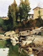 Renaioli sur les rives de la rivière Mugnone (Odoardo Borrani) - Muzeo.com