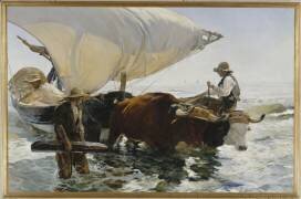 Retour de pêche, halage de la barque (Joaquin Sorolla y Bastida) - Muzeo.com