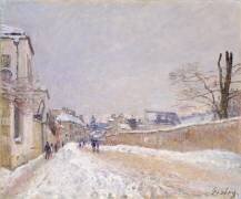 Rue Eugène Moussoir à Moret : l'hiver (Alfred Sisley) - Muzeo.com
