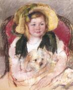 Sara avec son chien dans un fauteuil (Mary Cassatt) - Muzeo.com