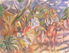 Scène méridionale avec un homme conduisant un chariot (Jules Pascin) - Muzeo.com