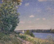 Sentier au bord de l'eau à Sahurs le soir (Alfred Sisley) - Muzeo.com