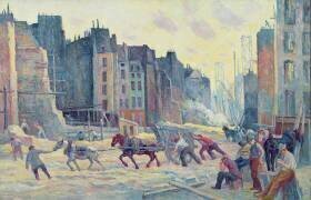 Travailleur dans la rue Réaumur (Maximilien Luce) - Muzeo.com