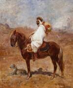 Un Arabe sur un Cheval dans un Paysage désertique (Henri Emilien Rousseau) - Muzeo.com