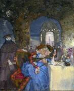 Un couple badinant lors d'une fête en été (Konstantin Andreevic Somov) - Muzeo.com
