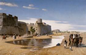 Une caravane arabe devant une ville fortifiée (Jean-Léon Gérôme) - Muzeo.com
