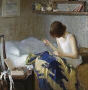 Une jeune fille raccommodant (Frederick Andrew Bosley) - Muzeo.com