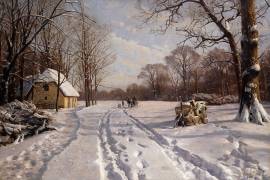 Une promenade en traîneau dans un paysage hivernal (Peter Mork Monsted) - Muzeo.com