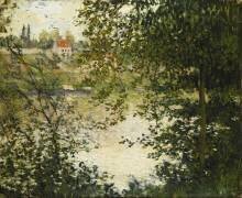 Une vue à travers les arbres de l'île de La Grande Jatte (Claude Monet) - Muzeo.com